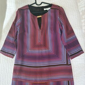 Trina Turk Striped Multicolor Dress 100% silk